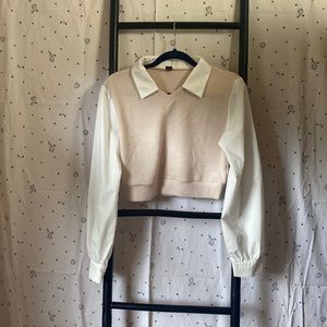 Shein collared white shirt with beige sweater